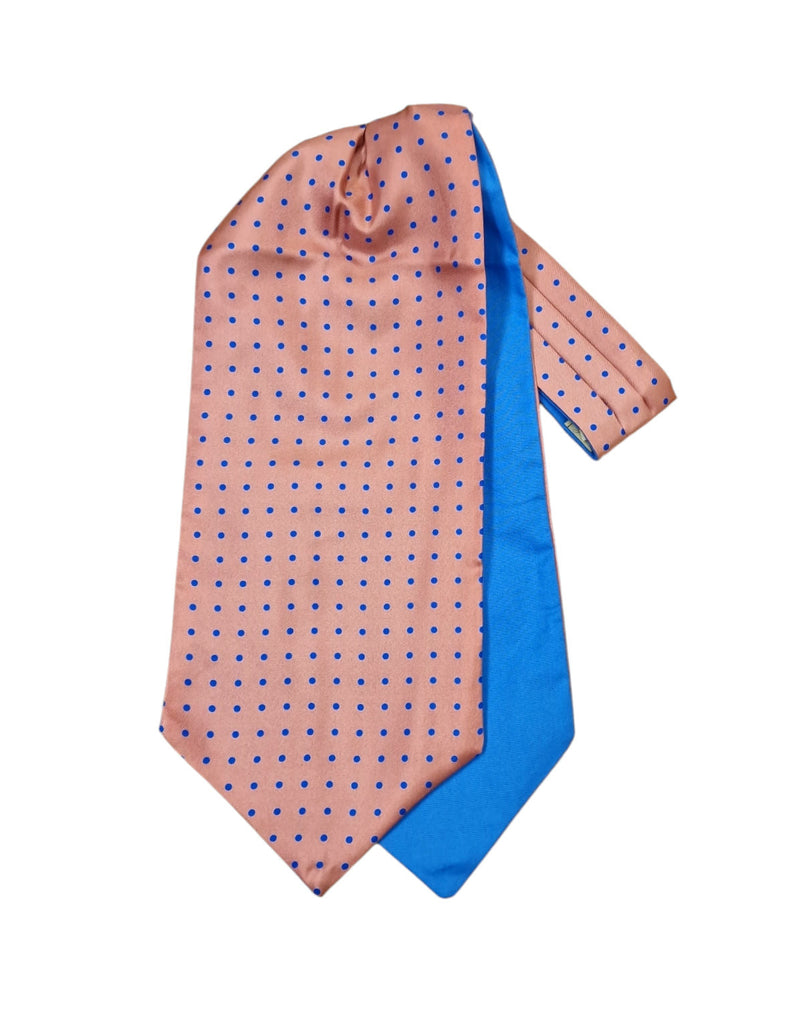 Pure Silk Polka Dot Cravat – Pink/Light Blue image 0