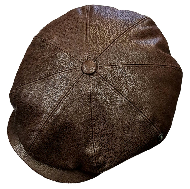 City Sport Fulham Urban Baker Boy Cap – Brown Grained Leather image 4
