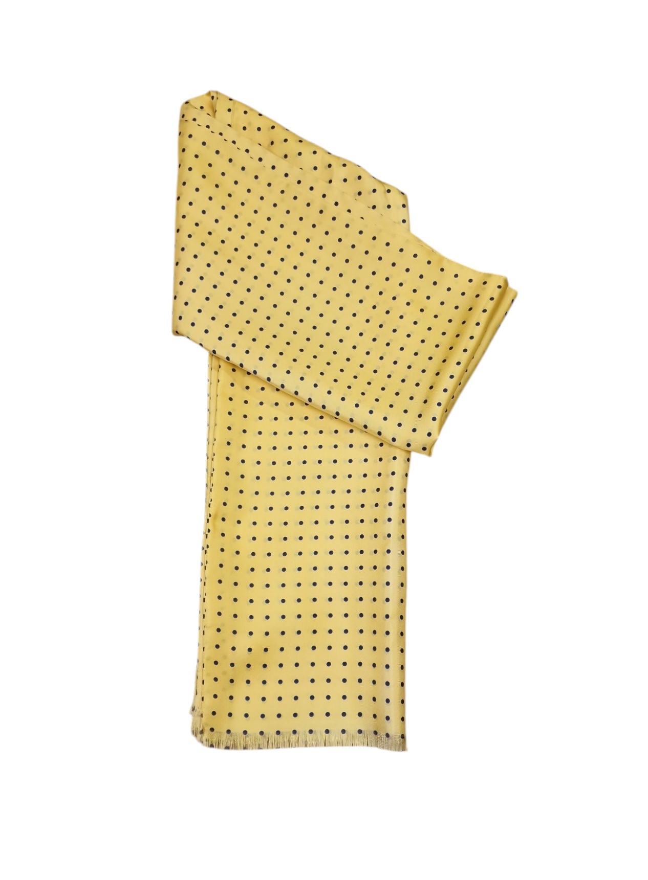 Pure Silk Full Length Scarf Polka Dot – Yellow/Navy image 0