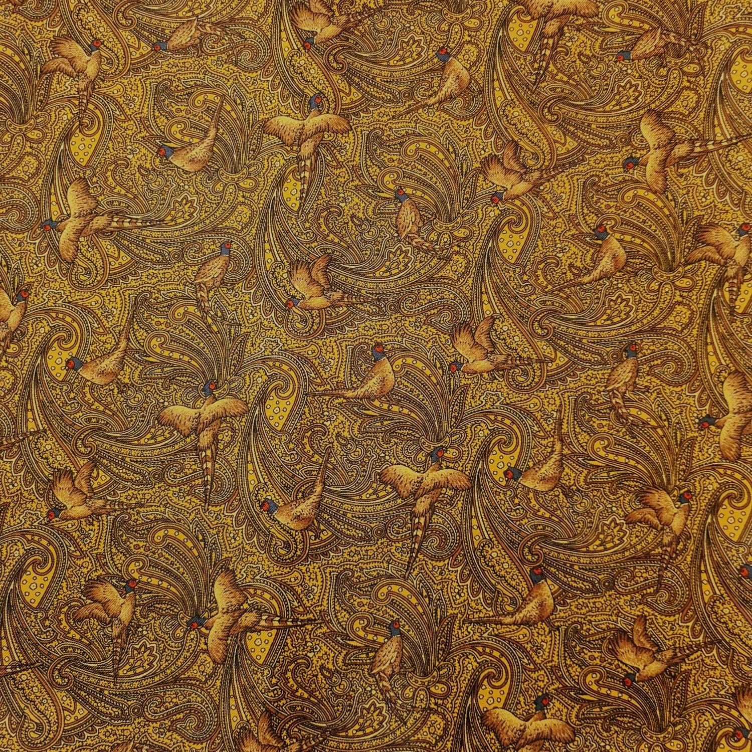 Pure Silk Pheasant Paisley Cravat - Gold image 1