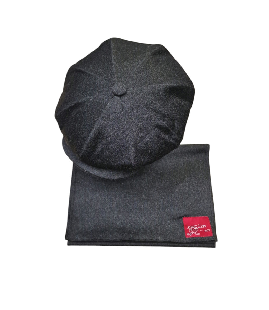 City Sport Oversized Baker Boy Cap & Scarf Set – Grey Pure Cashmere image 0