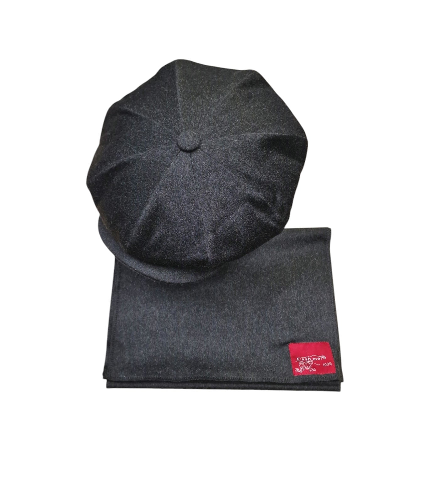 City Sport Oversized Baker Boy Cap & Scarf Set – Grey Pure Cashmere image 0