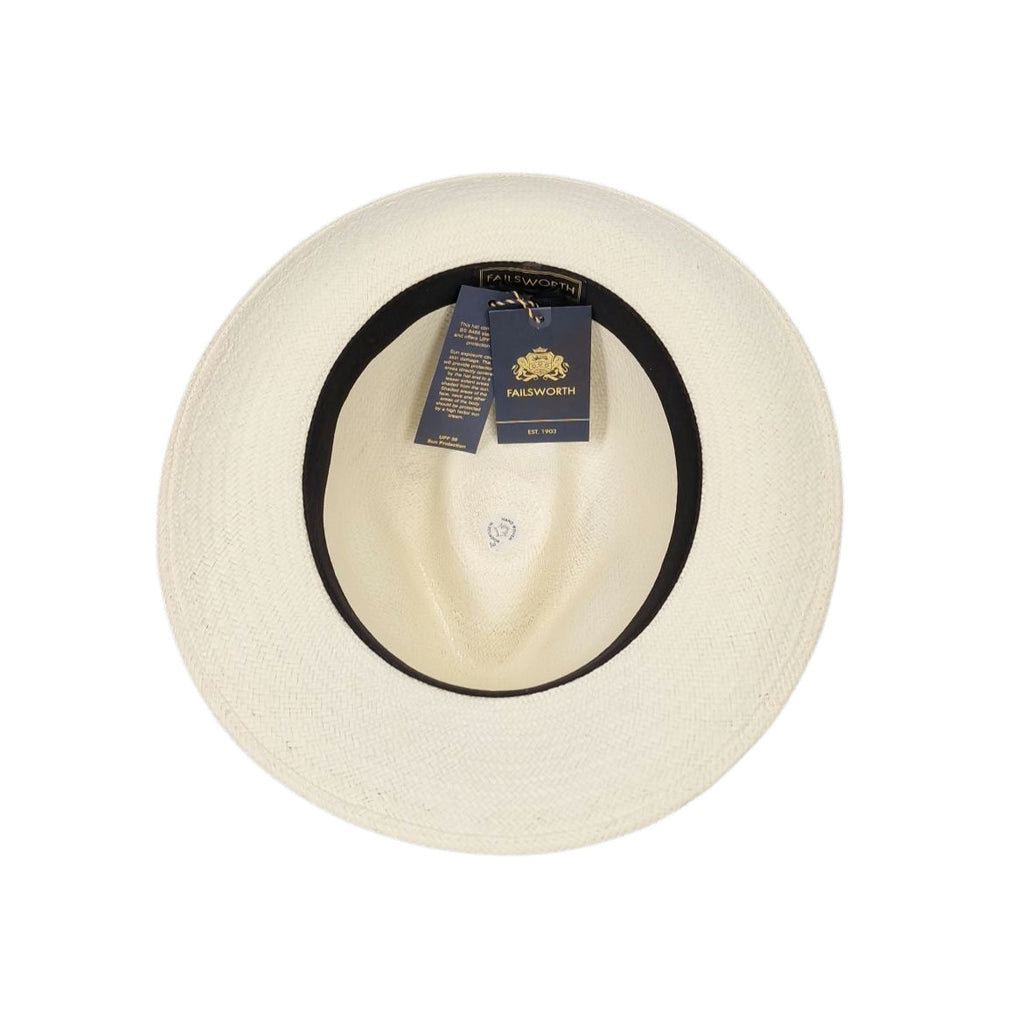 Failsworth Snap Brim Genuine Panama Hat - Navy Stripe image 1