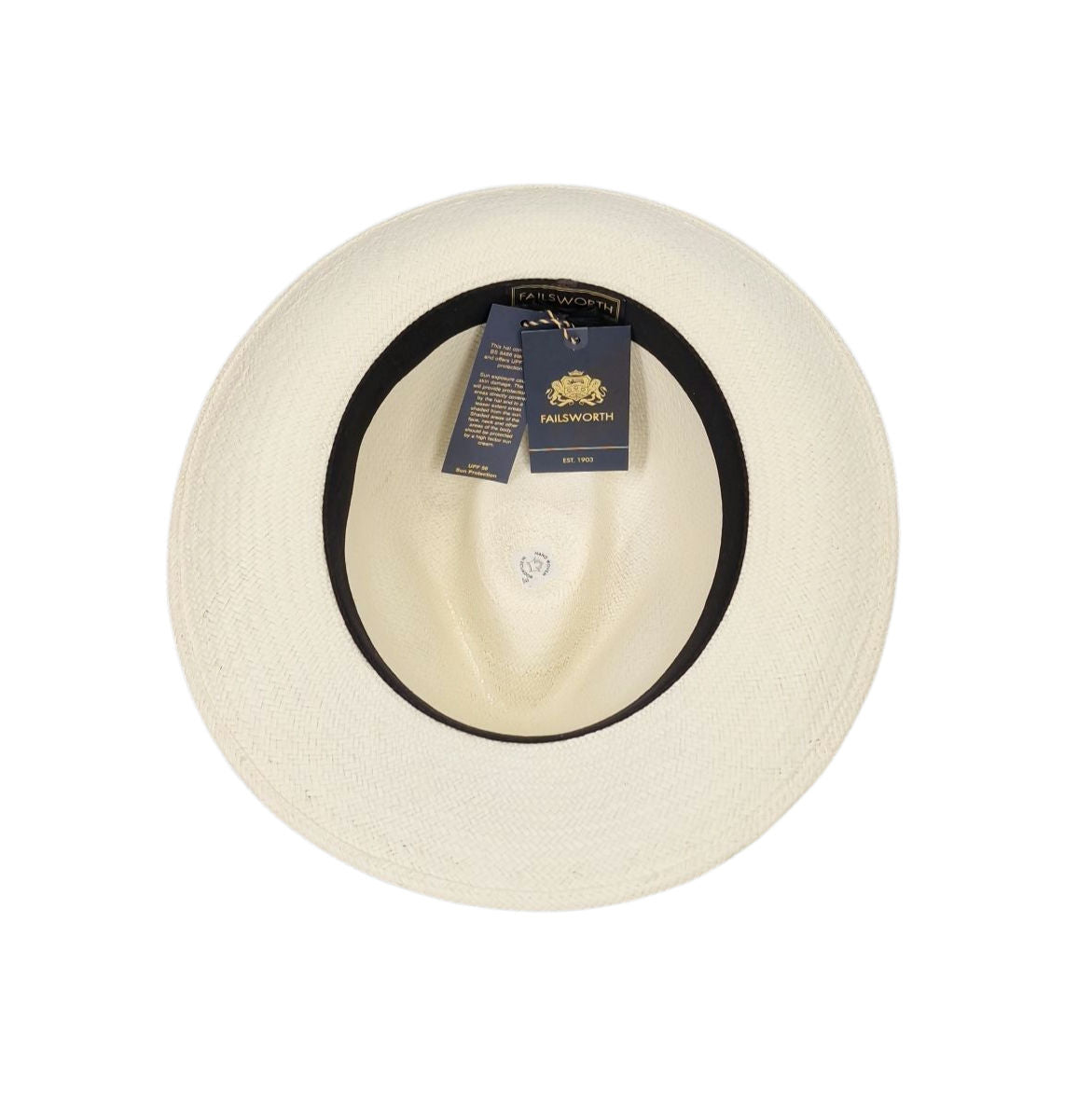 Failsworth Snap Brim Genuine Panama Hat - Navy Stripe image 1