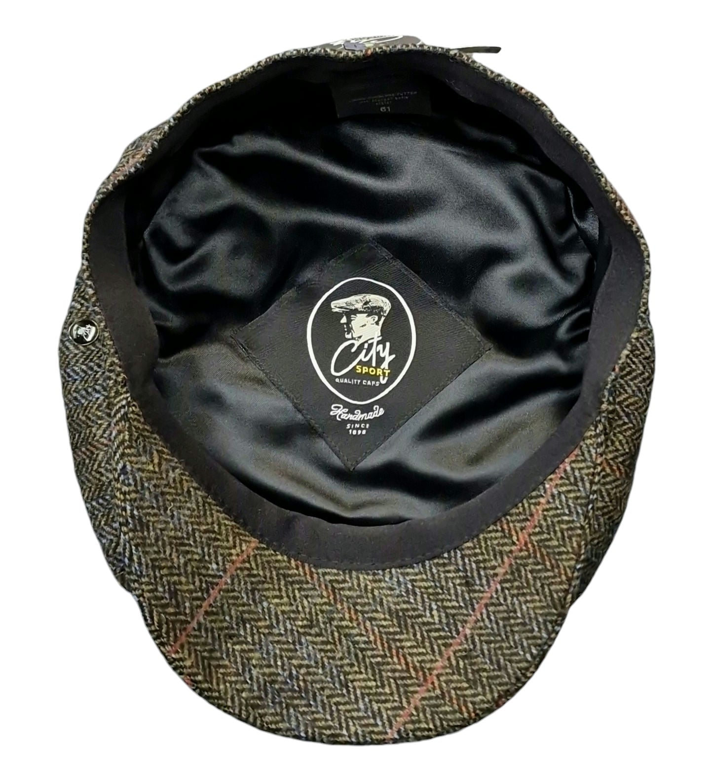 City Sport Fulham Urban Baker Boy Cap – Green Herringbone Wool image 1