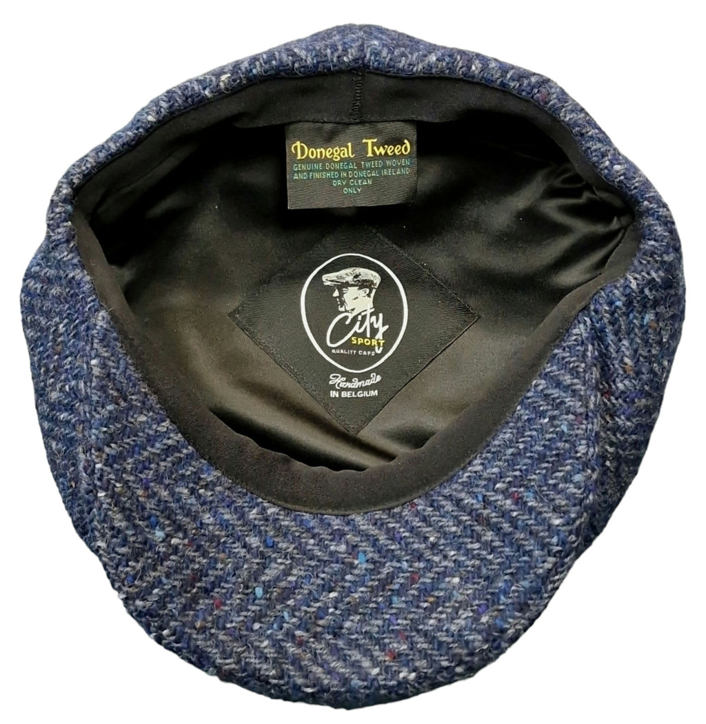 City Sport Leyton Baker Boy Cap – Blue Fleck Herringbone Donegal Tweed image 1