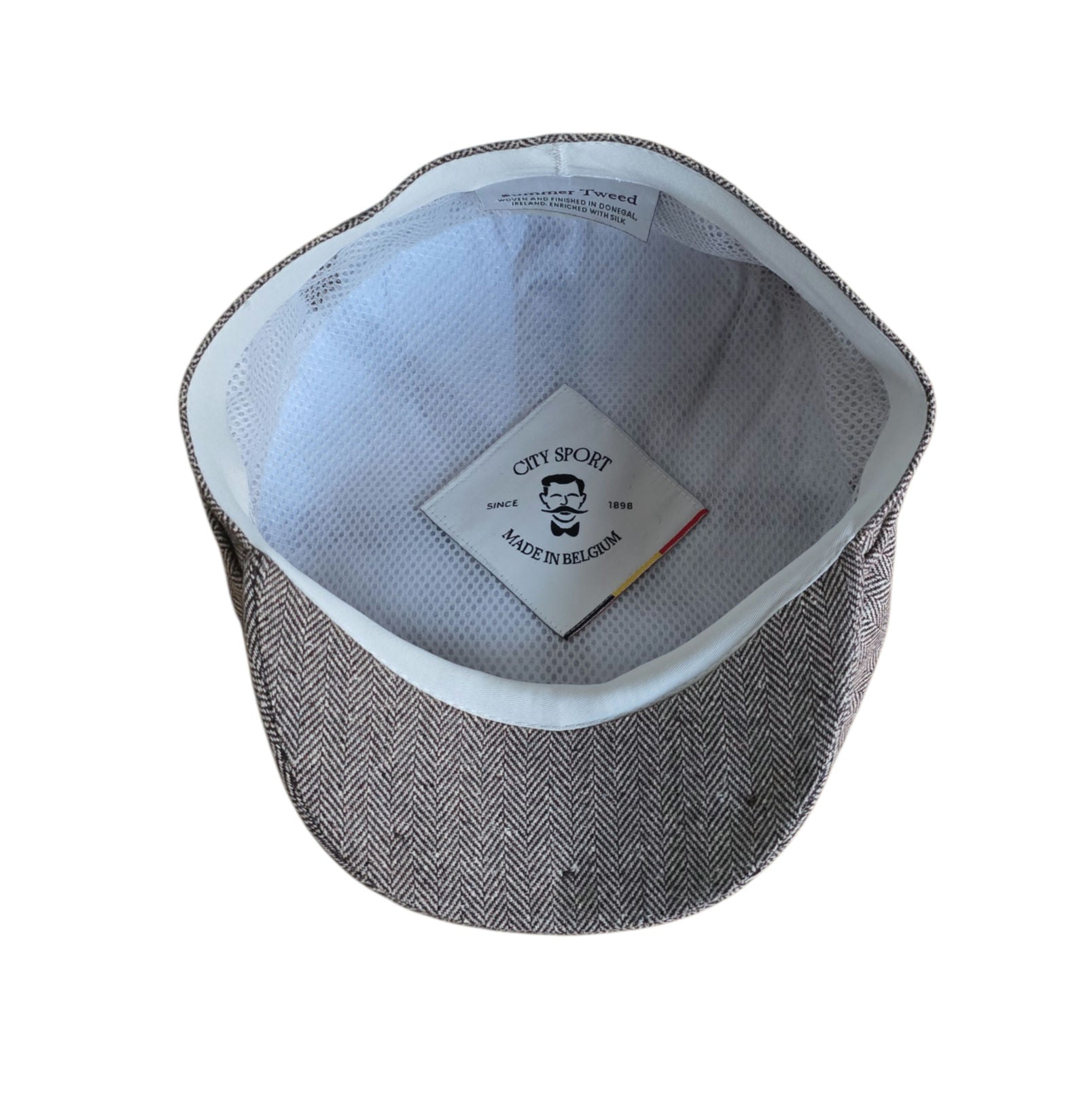 City Sport Fulham Urban Baker Boy Cap 100% Silk – Fawn Herringbone image 1
