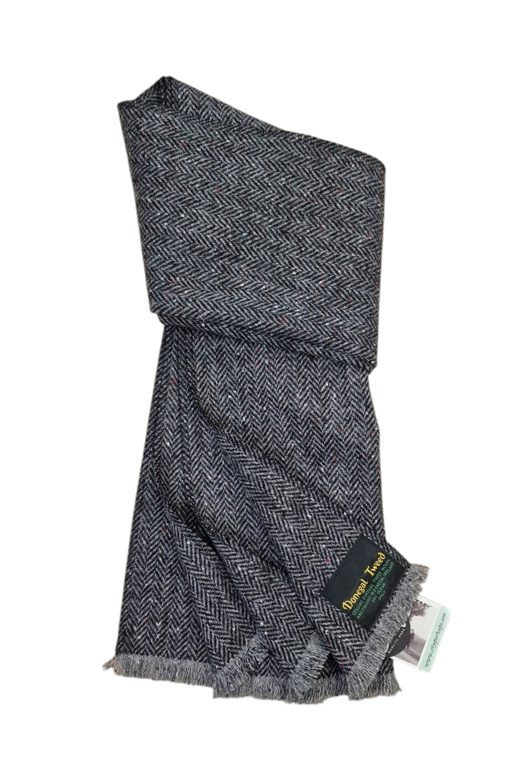 City Sport Donegal Tweed Full Length Scarf - Grey Fleck Herringbone image 0