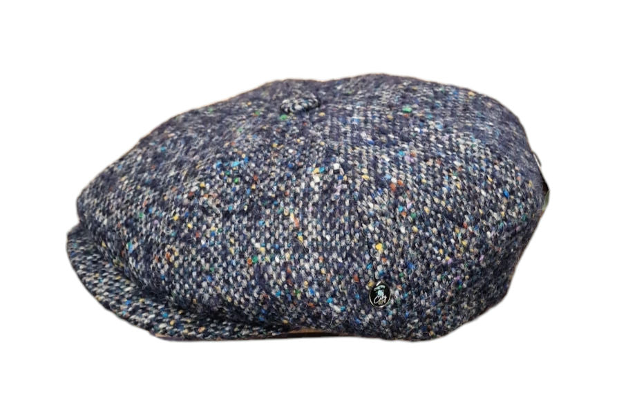 City Sport Leyton Baker Boy Cap – Blue/Grey Salt n Pepper Donegal Tweed image 2