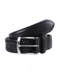 Dents Plaited Leather Belt - Black image 0