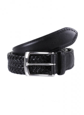 Dents Plaited Leather Belt - Black image 0