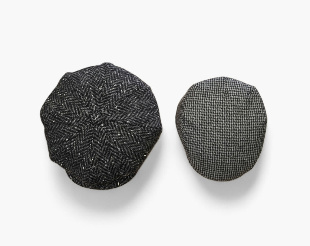 City Sport Oversized Baker Boy Cap - Charcoal Herringbone Donegal Tweed image 1
