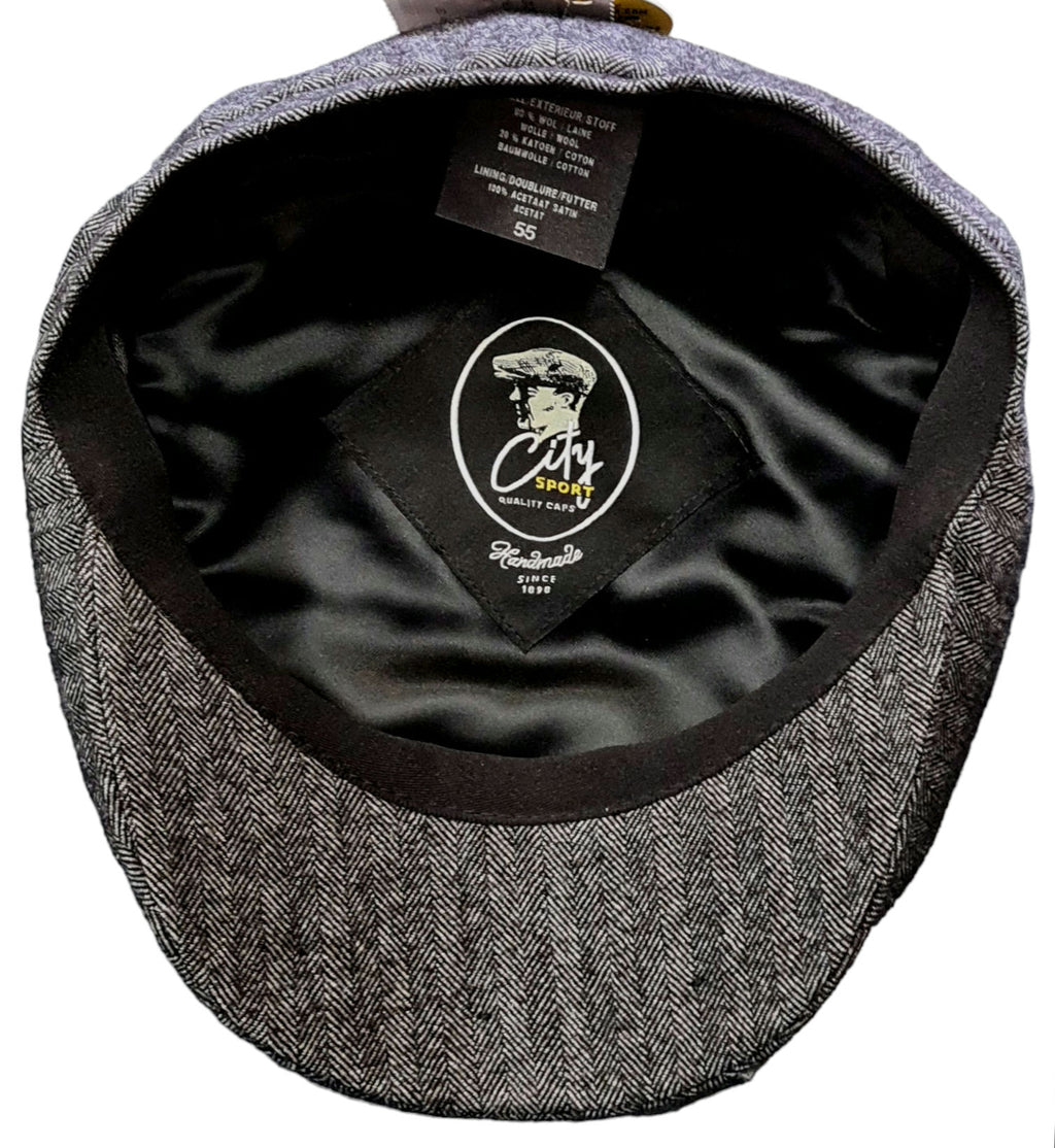 City Sport Fulham Urban Baker Boy Cap – Grey Herringbone image 1