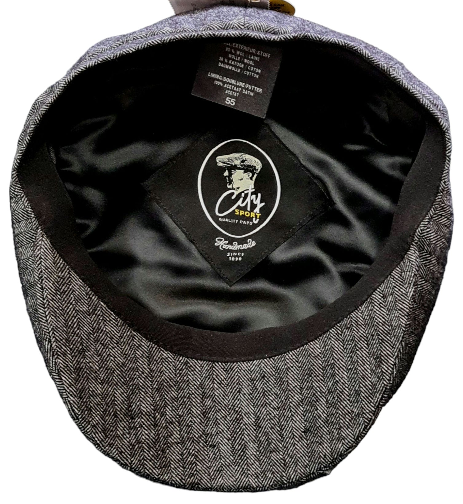 City Sport Fulham Urban Baker Boy Cap – Grey Herringbone image 1
