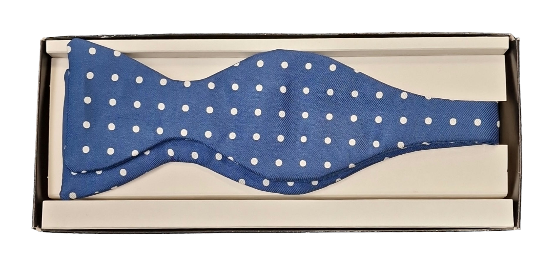 Pure Silk Bow Tie – French Blue Polka Dot image 0