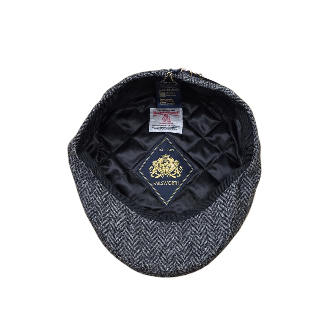 Failsworth London Cheesecutter 4615 – Grey Herringbone Harris Tweed Flat Cap image 1