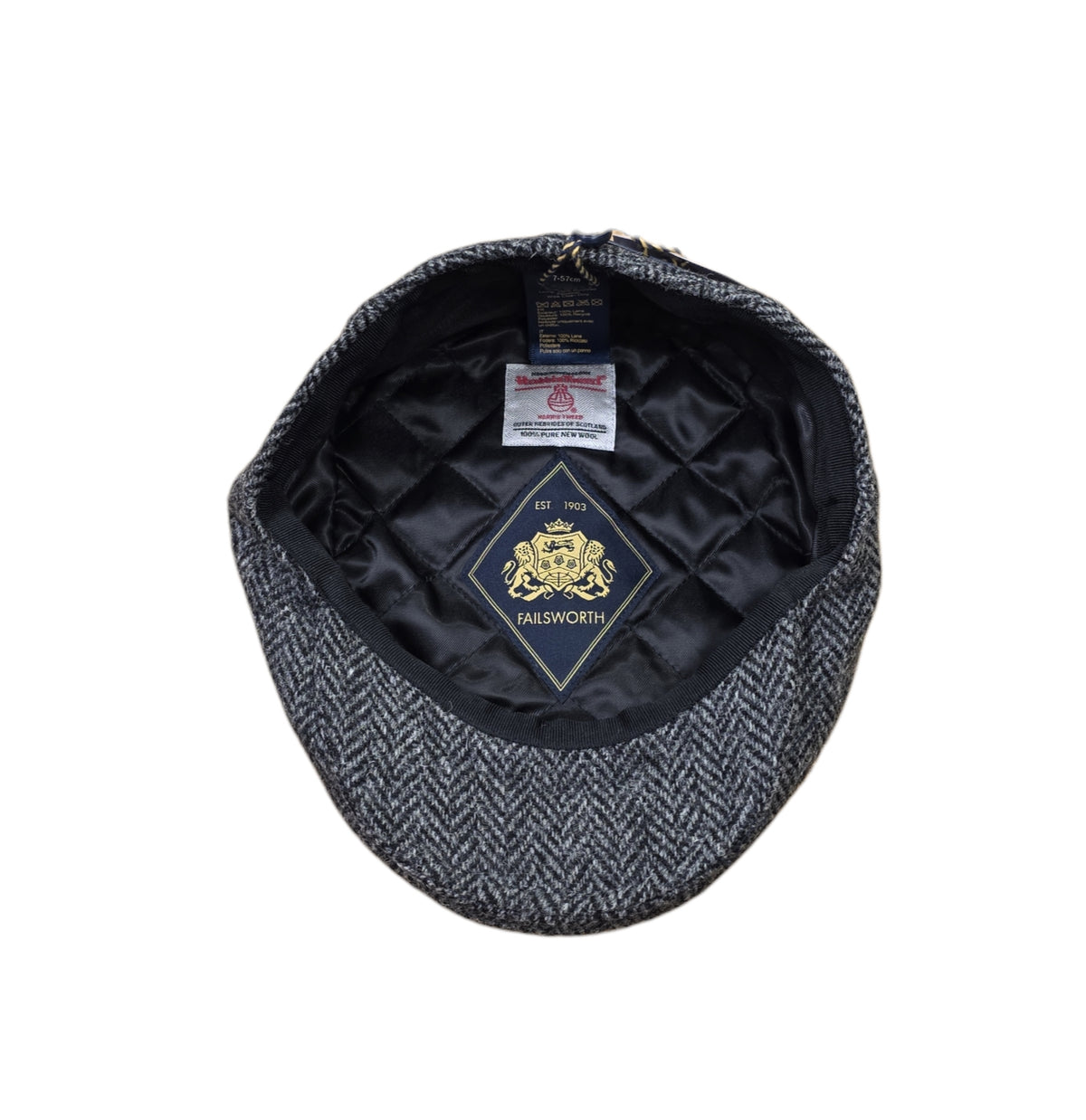 Failsworth London Cheesecutter 4615 – Grey Herringbone Harris Tweed Flat Cap image 1