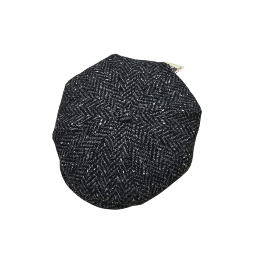 City Sport Oversized Baker Boy Cap - Charcoal Herringbone Donegal Tweed image 0