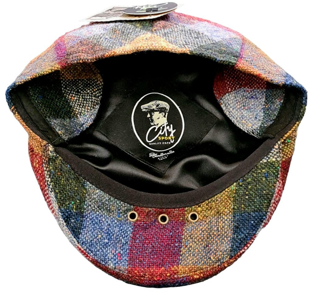 City Sport Earflap Cap – Green Patchwork Donegal Tweed image 1
