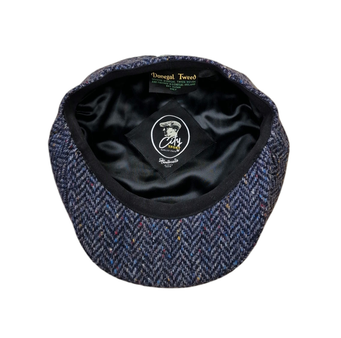 City Sport Leyton Baker Boy Cap - Light Blue Herringbone Donegal Tweed image 1
