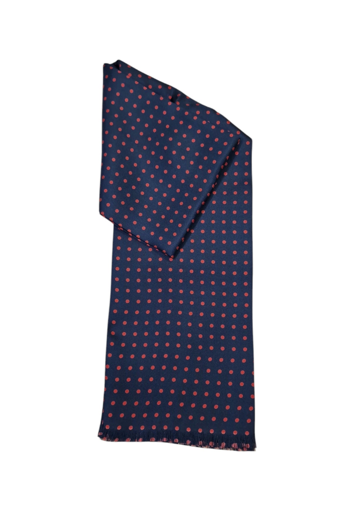 Pure Silk Short Scarf – Navy/Red Polka Dot image 0