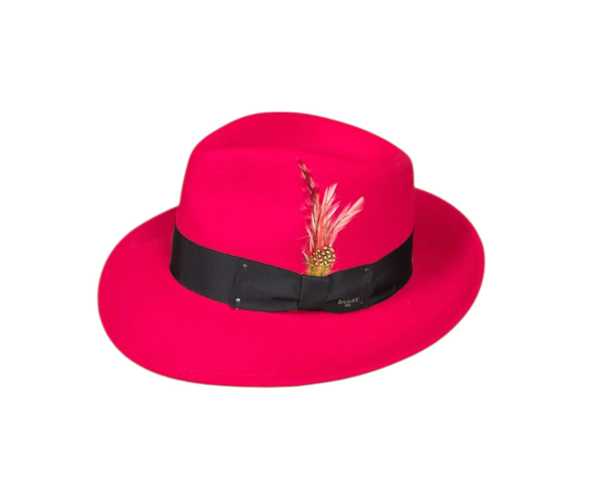 Bailey Wool Felt Fedora – Red Teardrop Crown image 2