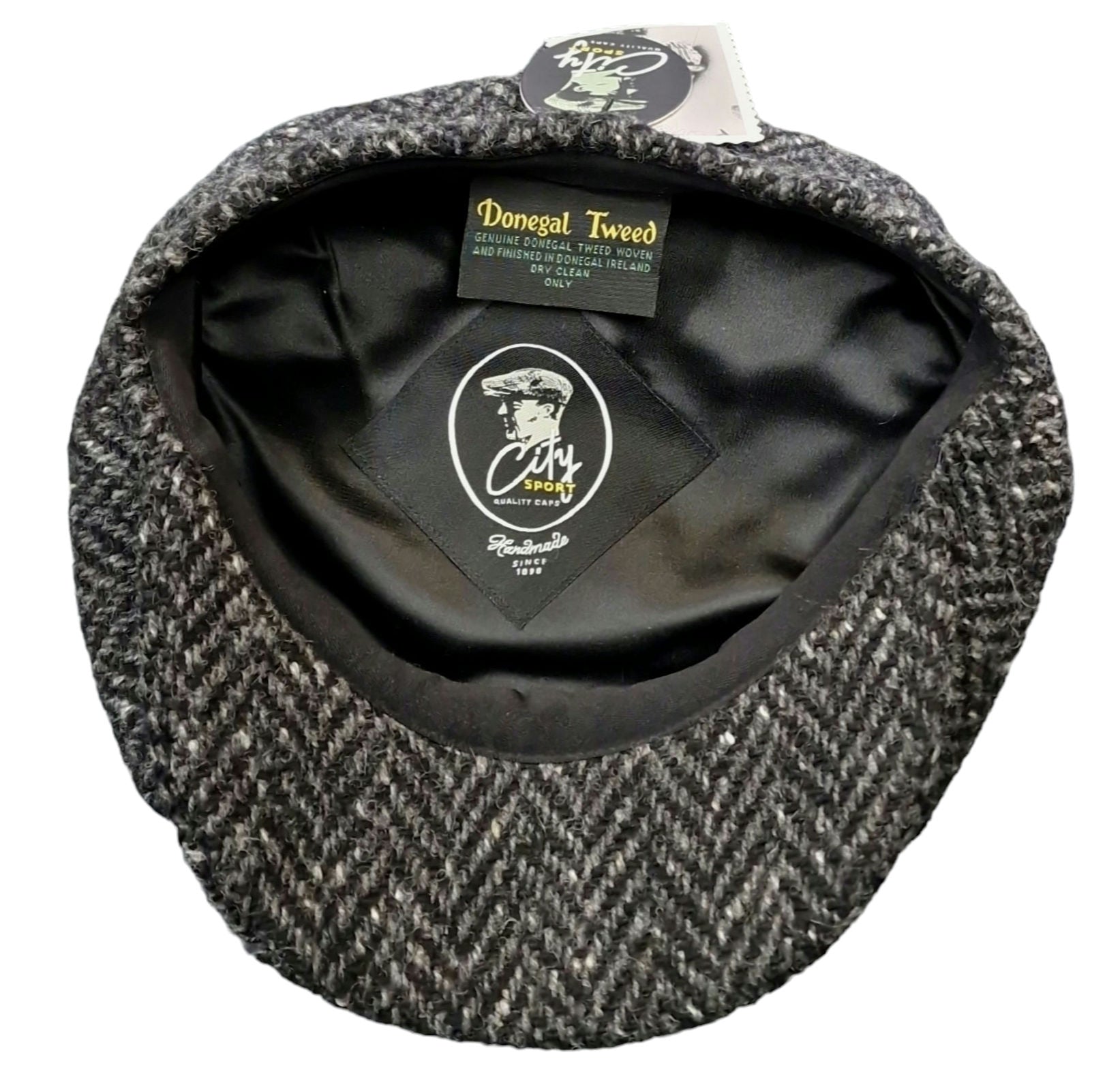 City Sport Leyton Baker Boy Cap - Charcoal Herringbone Donegal Tweed image 1