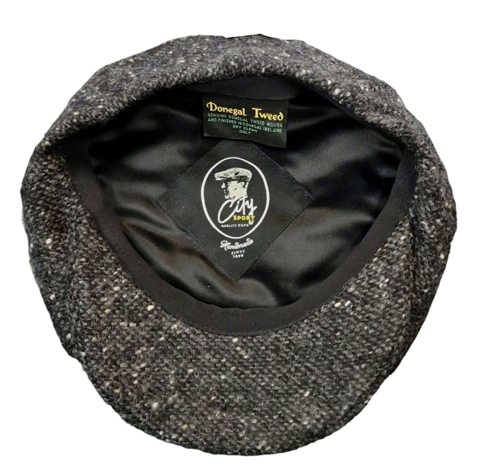 City Sport Leyton Baker Boy Cap - Charcoal Salt n Pepper Donegal Tweed image 1
