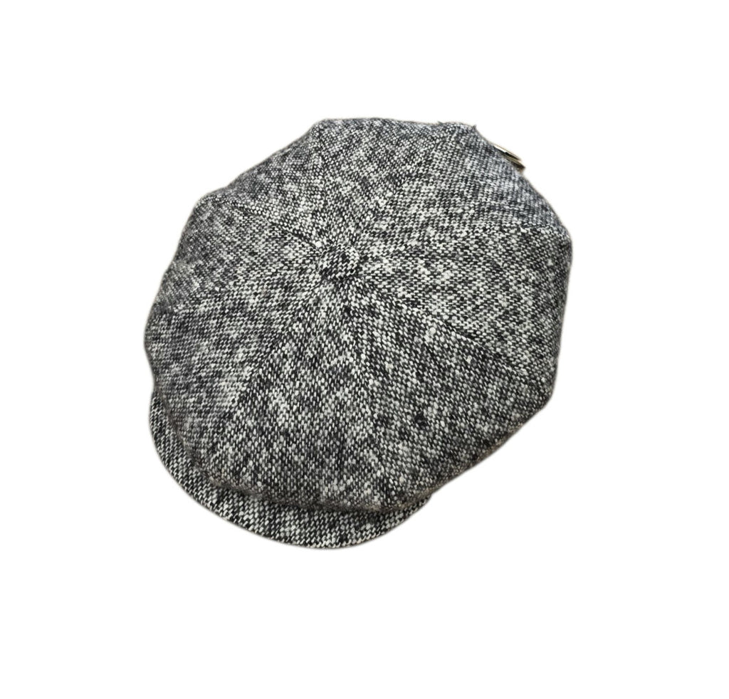 City Sport Leyton Baker Boy Cap – White/Black Salt & Pepper Donegal Tweed image 0