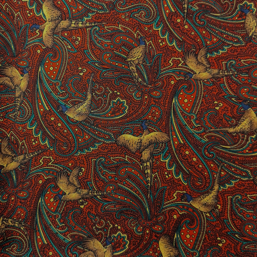 Pure Silk Pheasant Paisley Cravat - Red image 1