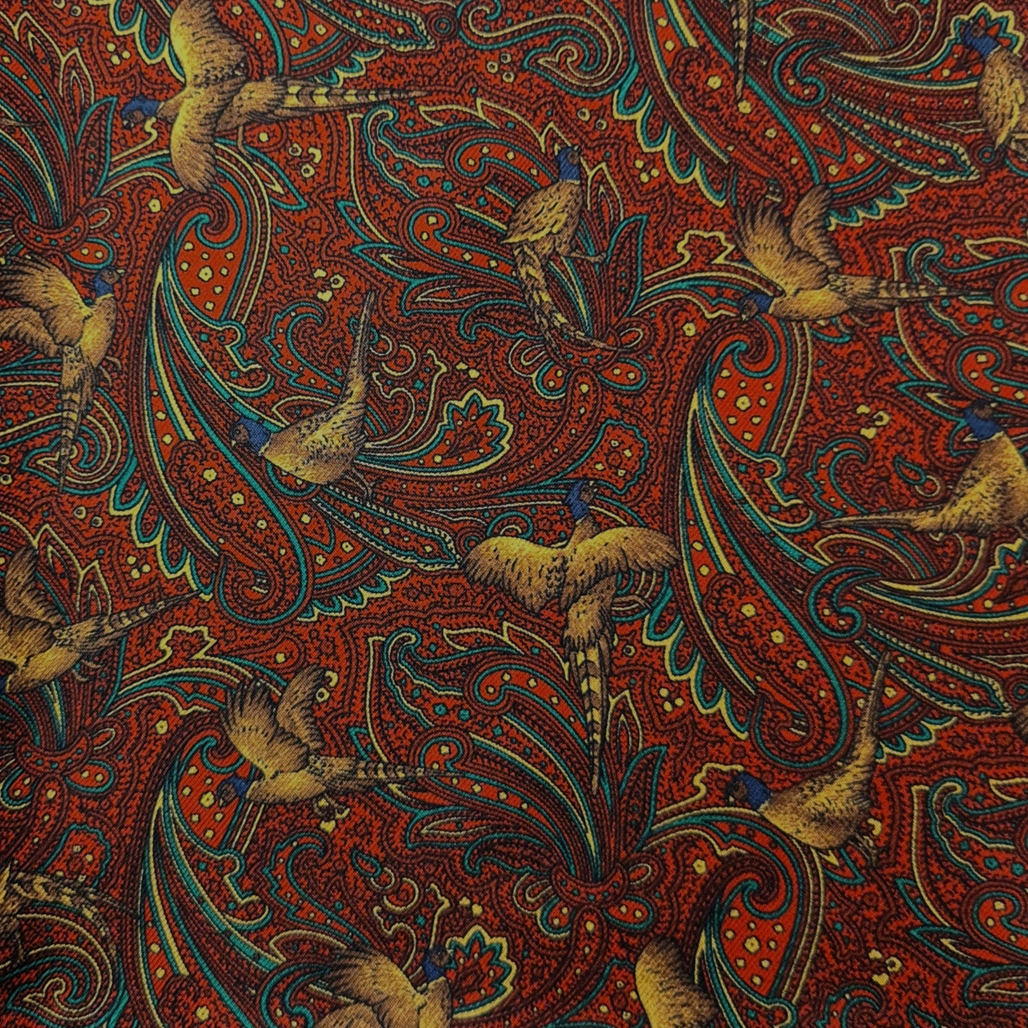 Pure Silk Pheasant Paisley Cravat - Red image 1