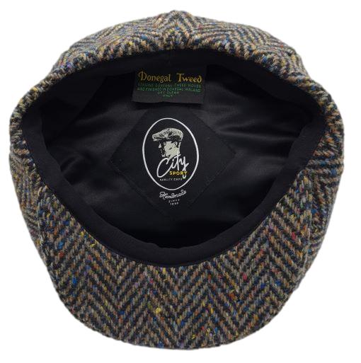 City Sport Oversized Baker Boy Cap - Brown Multi Herringbone Donegal Tweed image 1