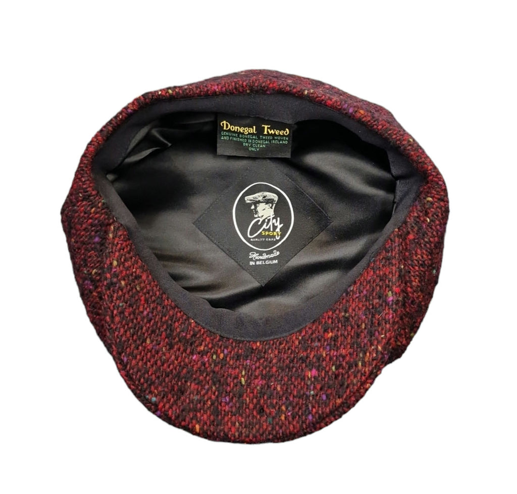 City Sport Leyton Baker Boy Cap – Red/Black Salt n Pepper Donegal Tweed image 1