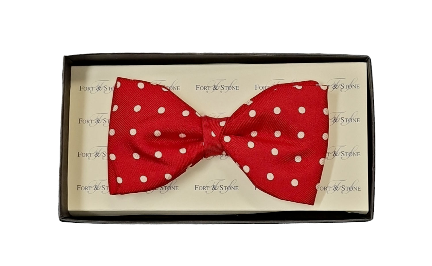 Pure Silk Ready Made Bow Tie - Red Polka Dot image 0