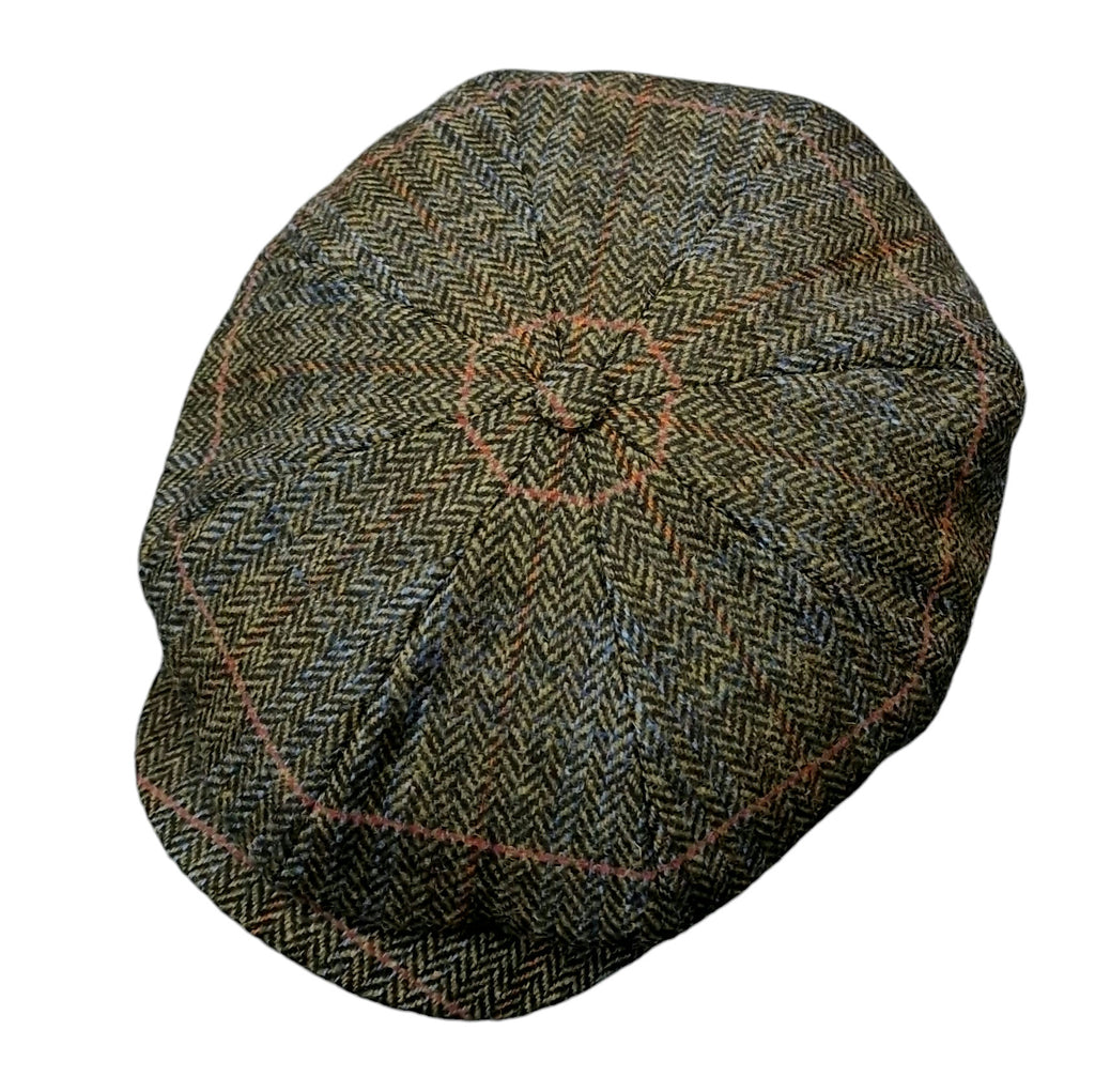 City Sport Fulham Urban Baker Boy Cap – Green Herringbone Wool image 3