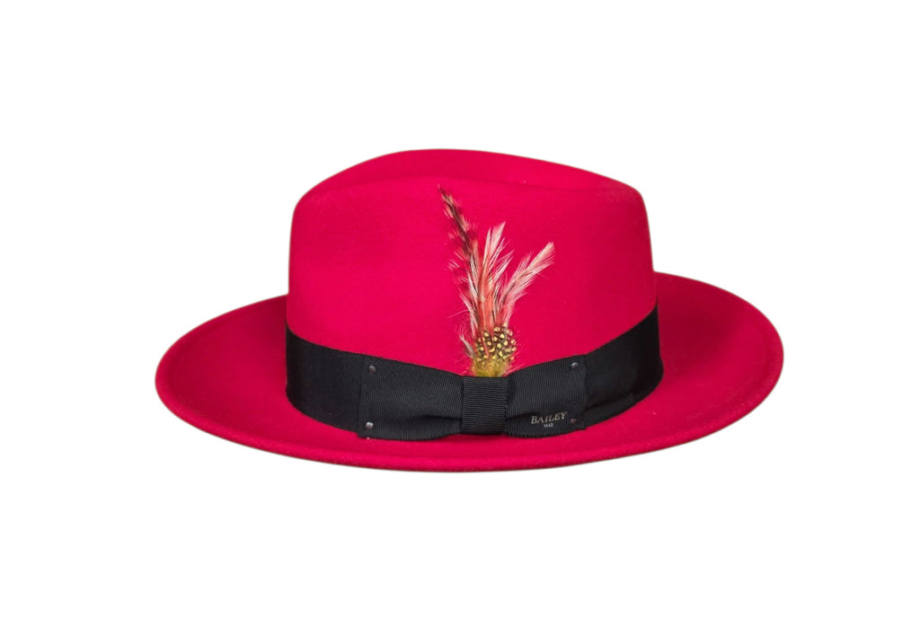 Bailey Wool Felt Fedora – Red Teardrop Crown image 3