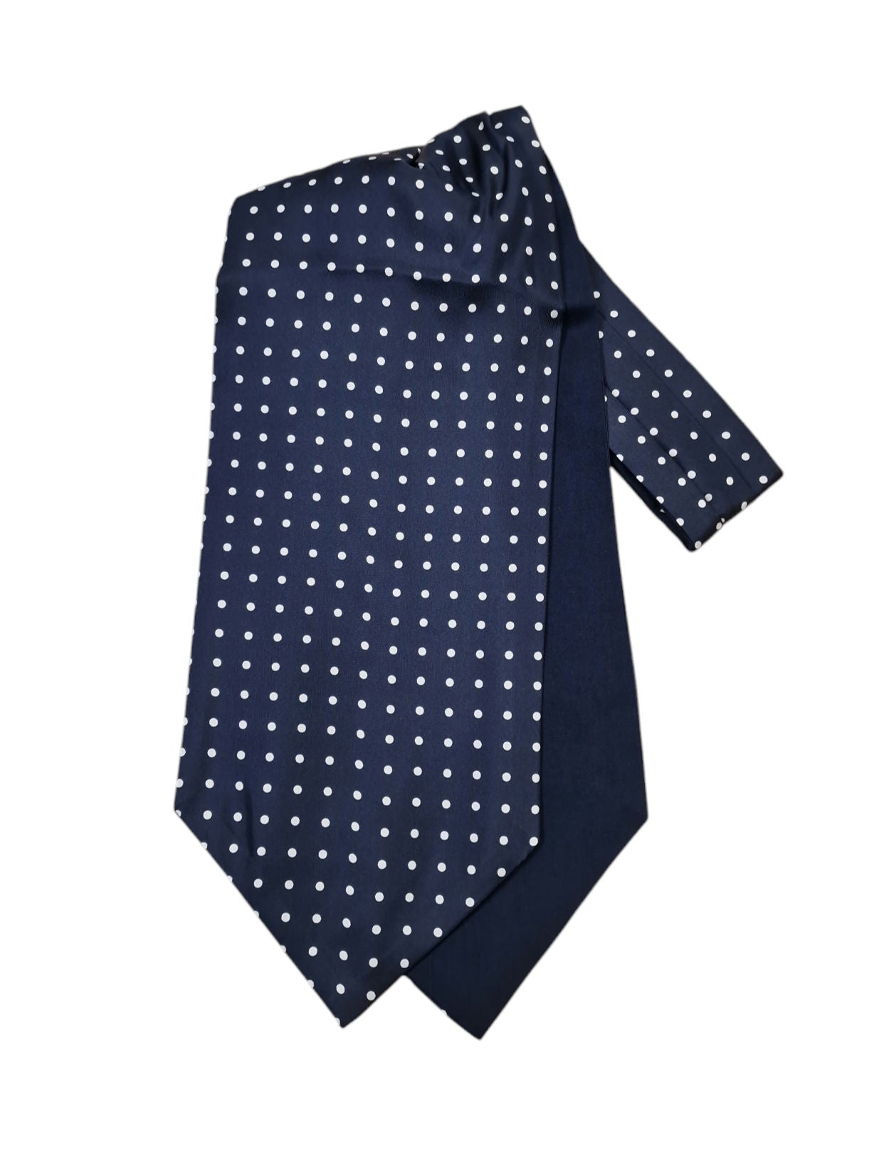 Pure Silk Polka Dot Cravat - Navy image 0