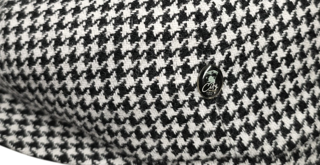 City Sport Fulham Urban Baker Boy Cap - Black/White Houndstooth Check image 3