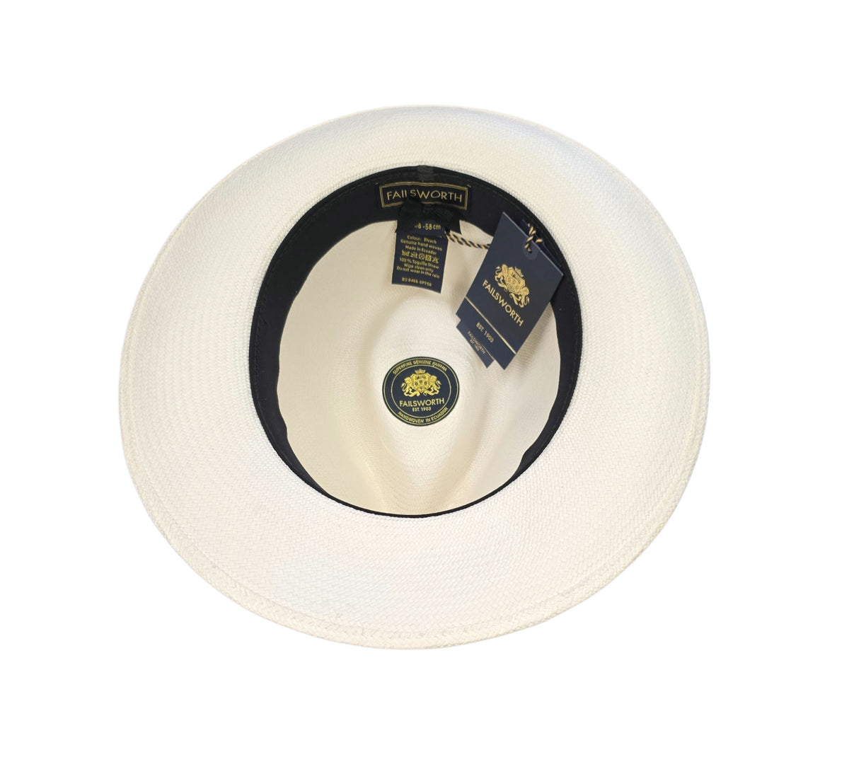 Failsworth Superfine Genuine Panama Hat – Bleach with Black Band image 1