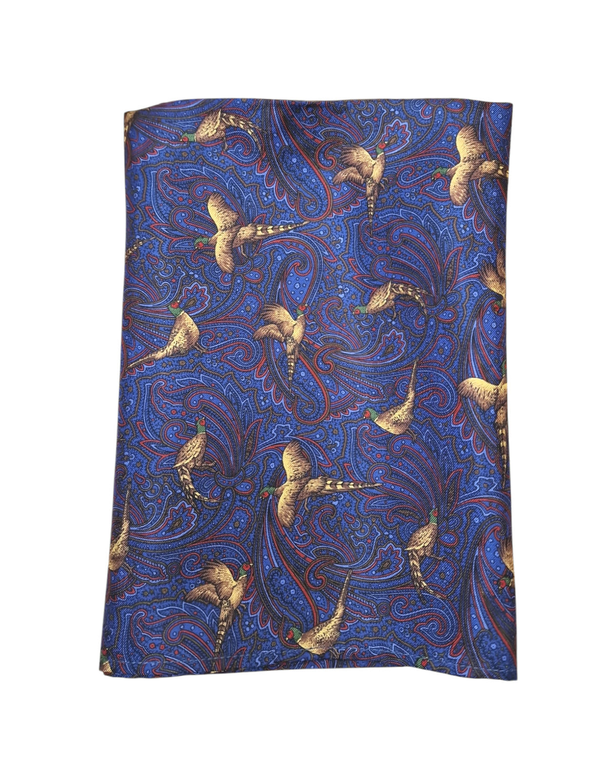 Pure Silk Pheasant Paisley Hankie – Electric Blue image 0