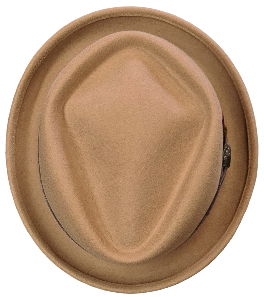 Stetson Kentaro Pork Pie Hat – Camel Wool Felt with Feather Mount image 4