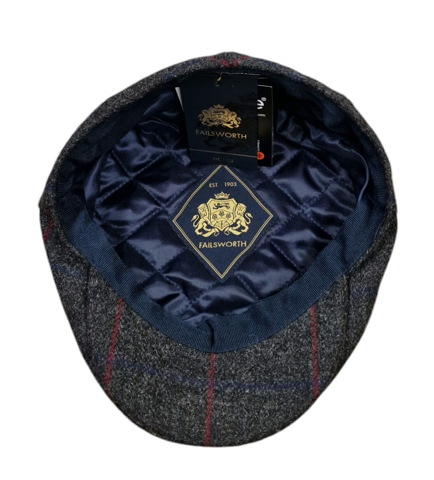Failsworth Porelle Waterproof County Cap 538 – Grey/Red Panecheck Cheviot Wool image 1