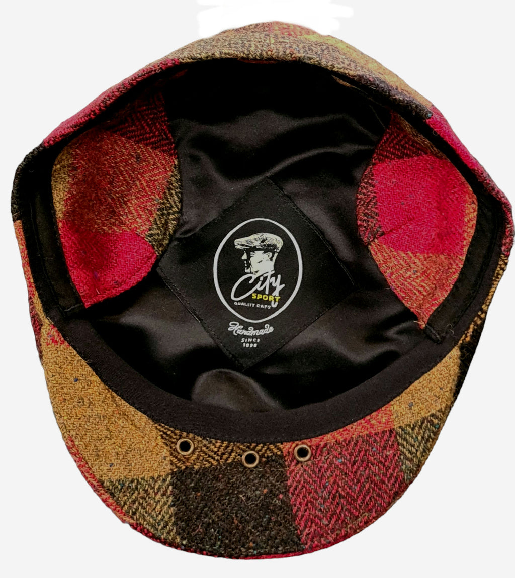 City Sport Earflap Cap – Red Patchwork Donegal Tweed image 1