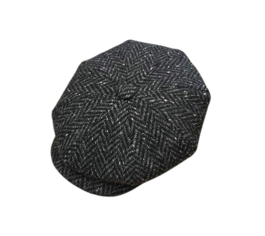 City Sport Leyton Baker Boy Cap - Charcoal Herringbone Donegal Tweed image 0