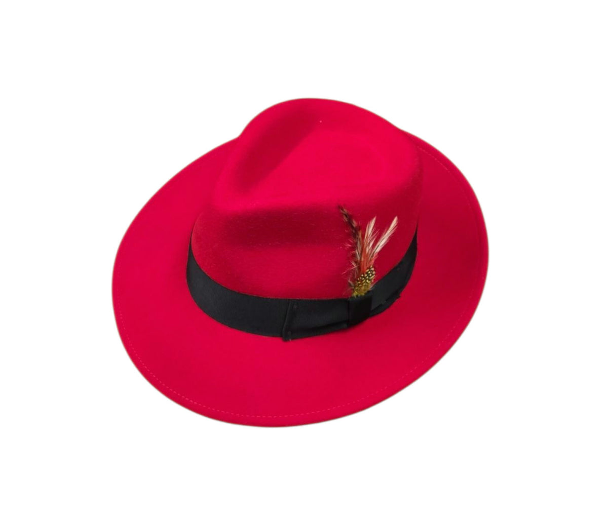 Bailey Wool Felt Fedora – Red Teardrop Crown image 0