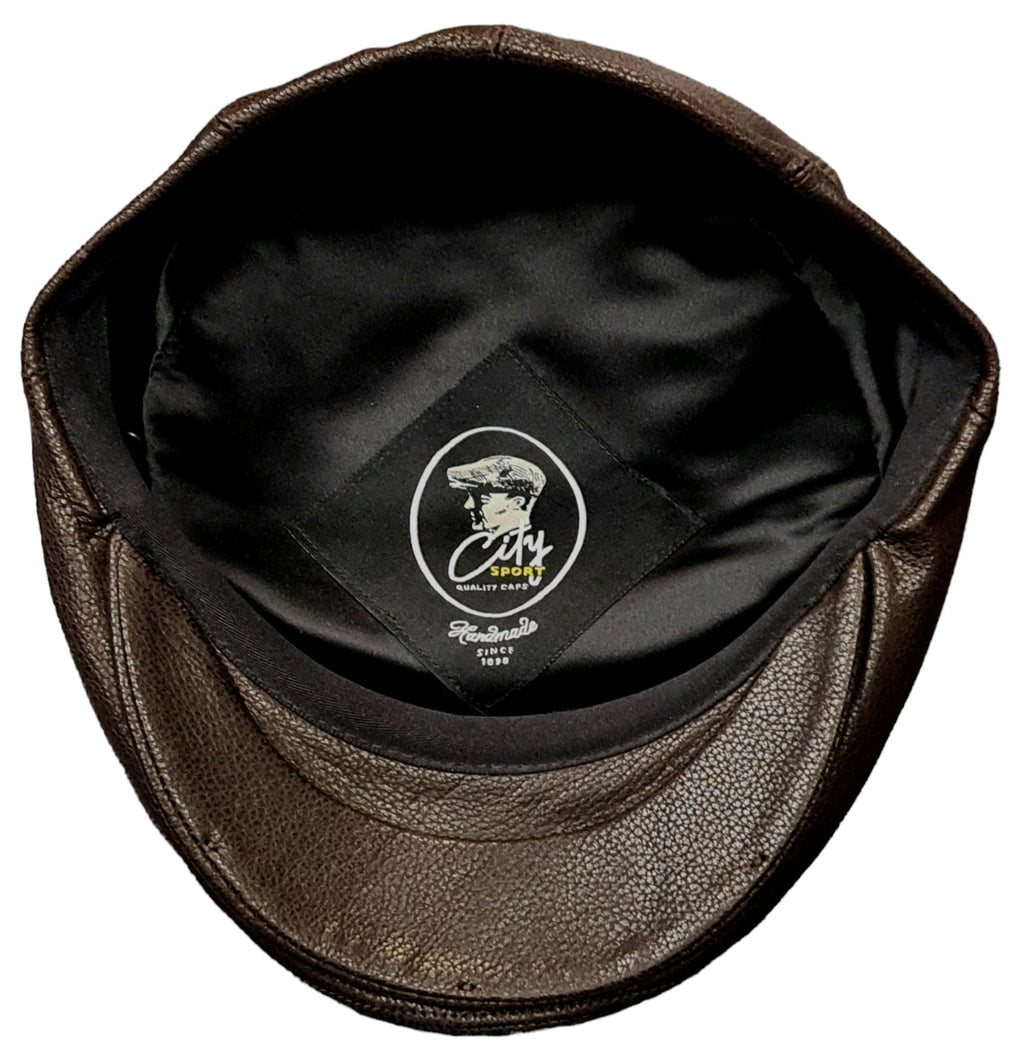 City Sport County Cap – Brown Grained Leather image 1