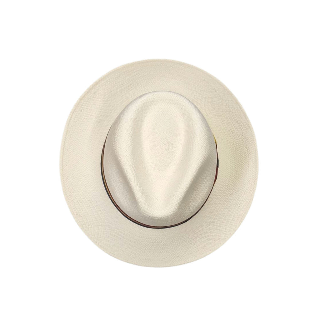 Failsworth Snap Brim Genuine Panama Hat - Navy Stripe image 2