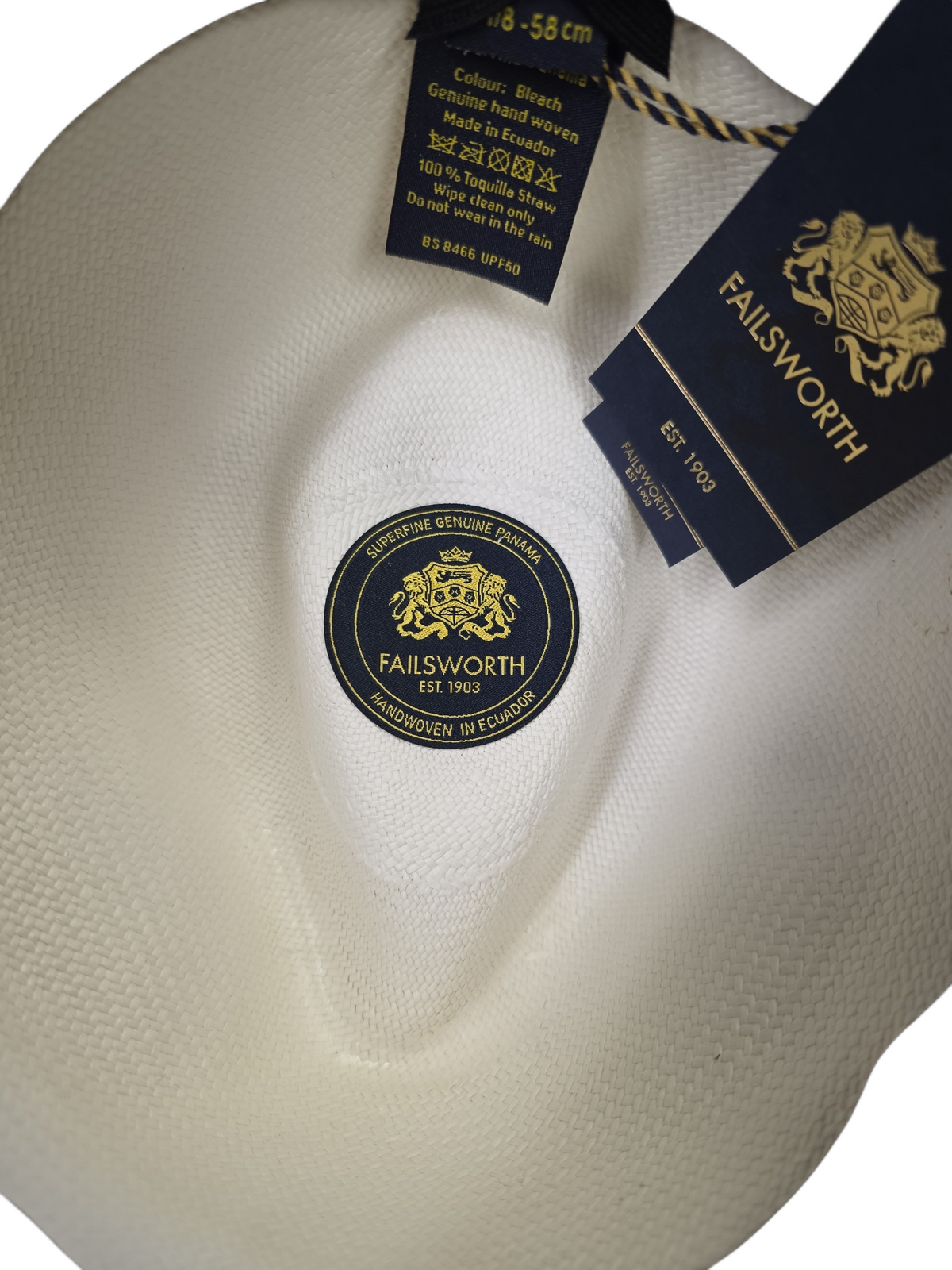 Failsworth Superfine Genuine Panama Hat – Bleach with Black Band image 2