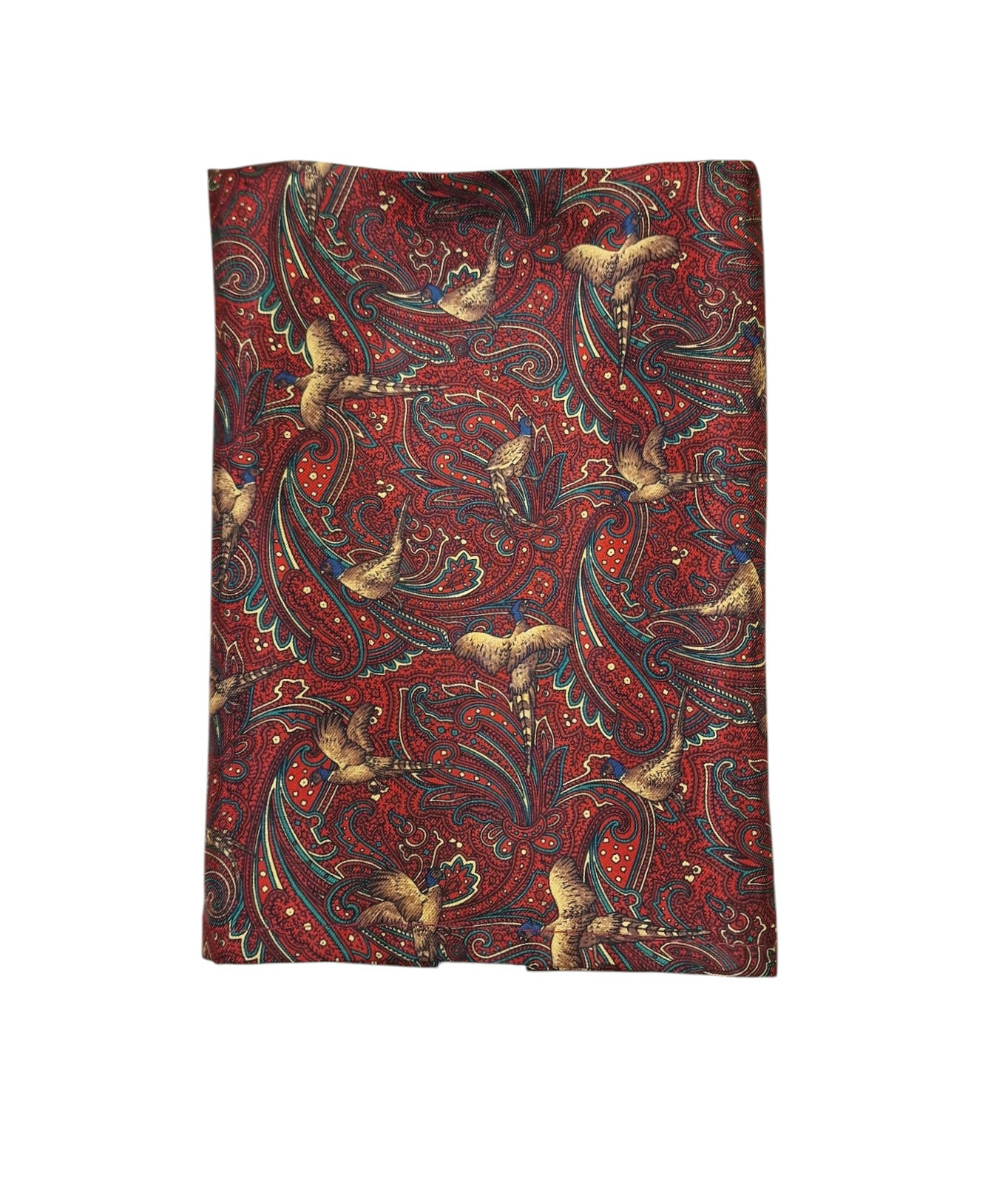 Pure Silk Pheasant Paisley Hankie – Red image 0