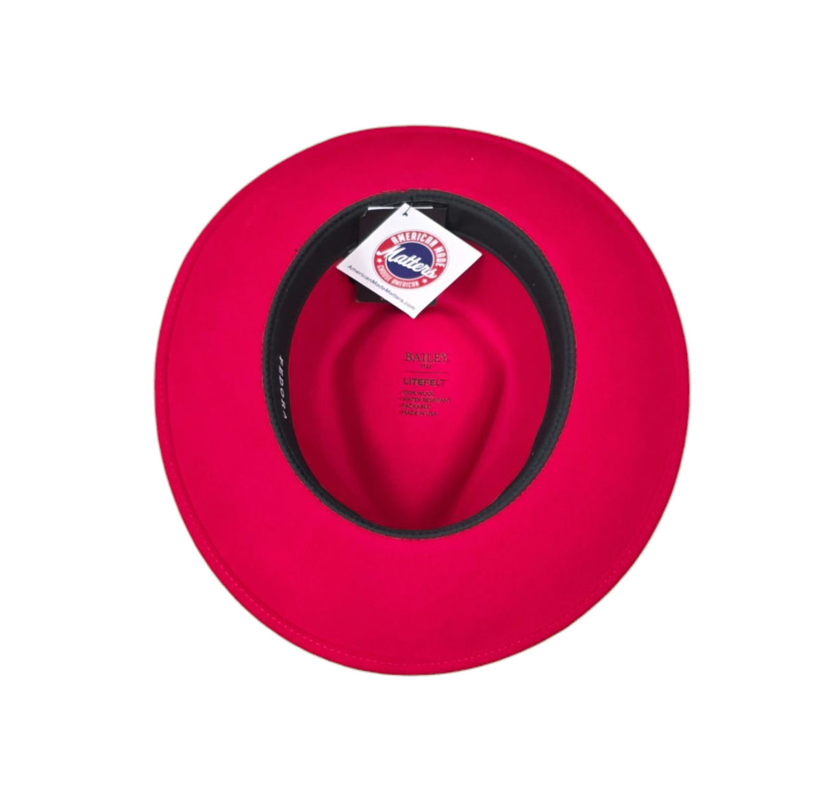Bailey Wool Felt Fedora – Red Teardrop Crown image 1